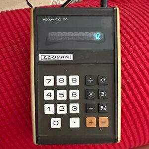 Lloyd's Accumatic 30 Vintage Black Calculator with White & Orange Keys